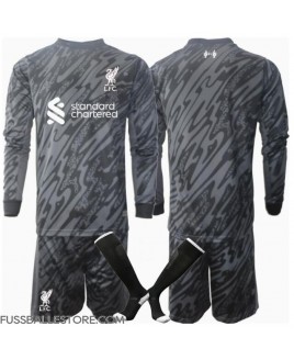 Günstige Liverpool Torwart Heimtrikotsatz Kinder 2024-25 Langarm (+ Kurze Hosen)
